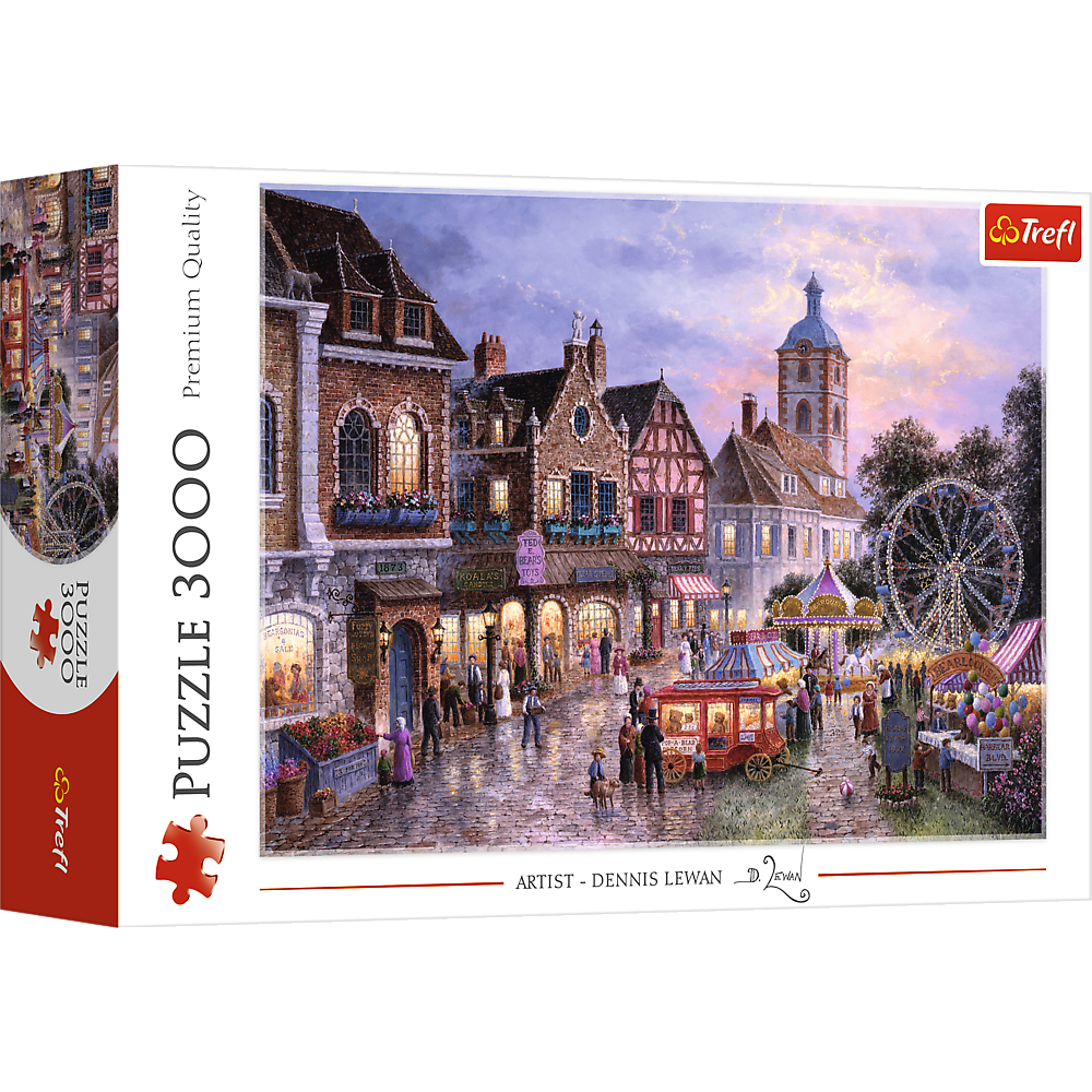 3000 piece Jigsaw Puzzles - Funfair, idyllic and charming picture of old town, Adult Puzzles, Trefl 33033