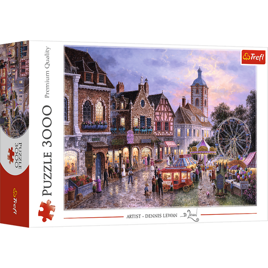 3000 piece Jigsaw Puzzles - Funfair, idyllic and charming picture of old town, Adult Puzzles, Trefl 33033