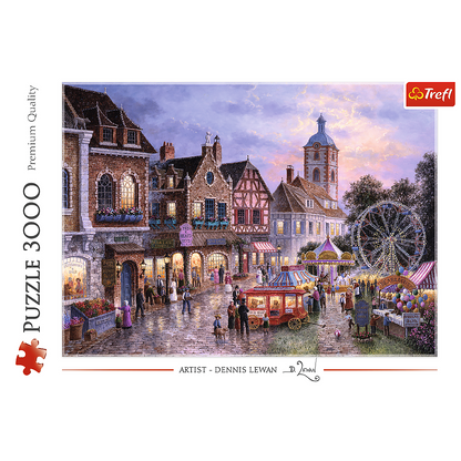 3000 piece Jigsaw Puzzles - Funfair, idyllic and charming picture of old town, Adult Puzzles, Trefl 33033