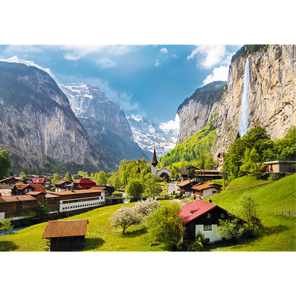 3000 Piece Jigsaw Puzzles, Lauterbrunnen, Switzerland, Alps, Mountains landscape, Adult Puzzle, Trefl 33076