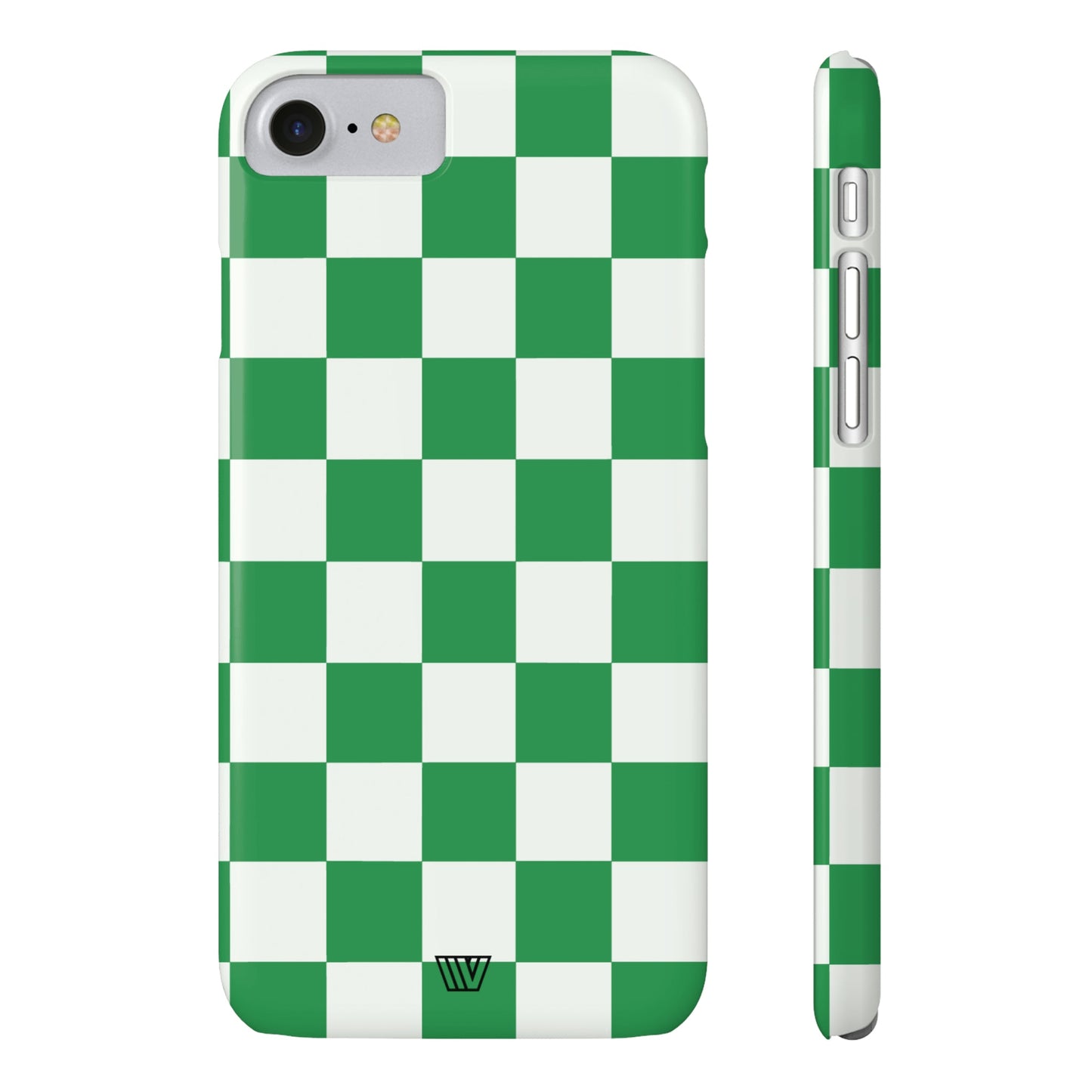 GREEN WHITE CHECKERBOARD | Slim iPhone Case