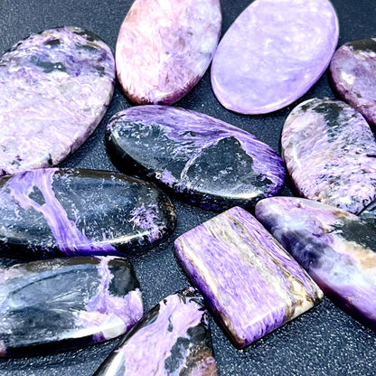 Charoite Cabochon Lot 100 Grams ( 8 to 12 Pcs ) Bulk Wholesale Polished Natural Gemstones Healing Crystals And Stones