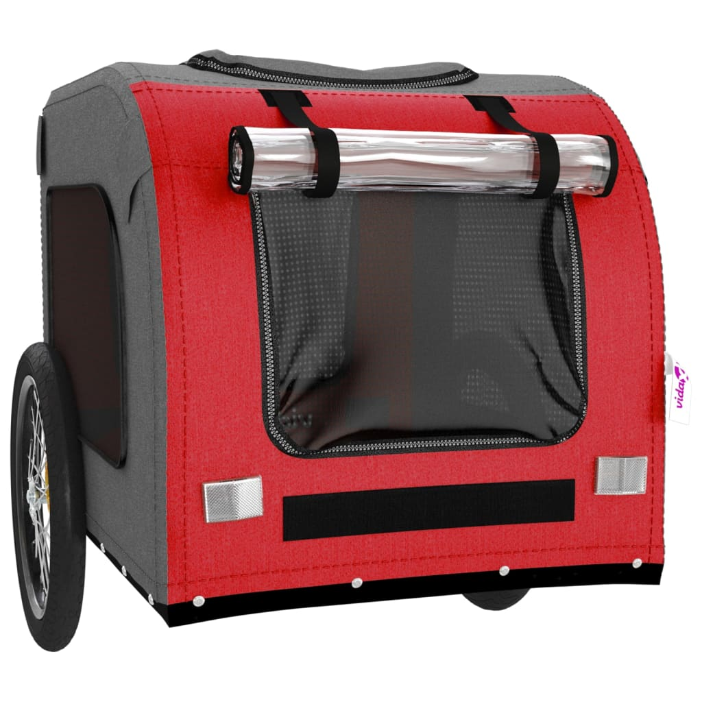 vidaXL Pet Bike Trailer Red and Gray Oxford Fabric&Iron