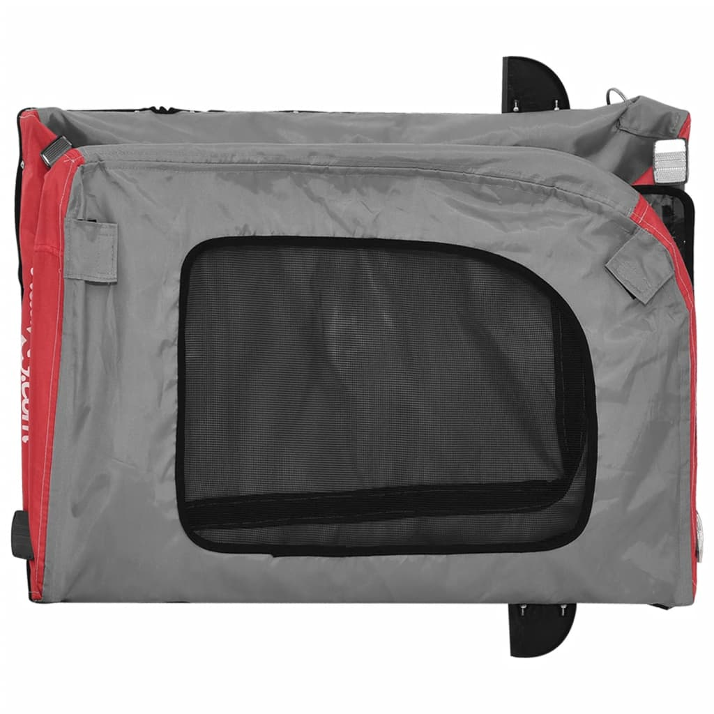 vidaXL Pet Bike Trailer Red and Gray Oxford Fabric&Iron