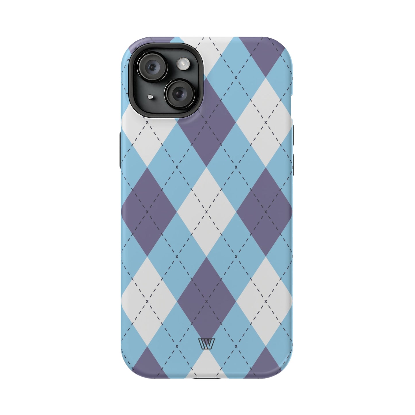 BLUE WHITE PURPLE ARGYLE | MagSafe Tough iPhone Case