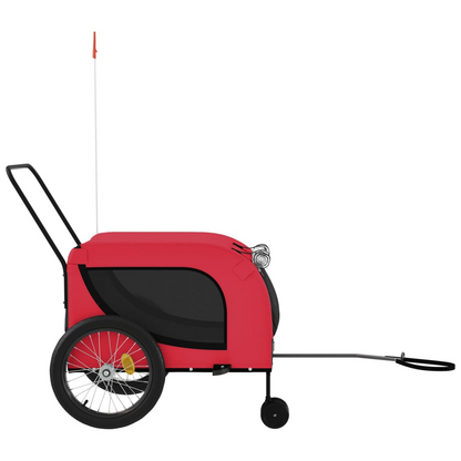 vidaXL Pet Bike Trailer Red and Black Oxford Fabric and Iron