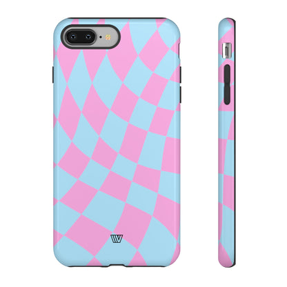 BLUE PINK CURVY CHECKERBOARD | Tough Phone Case