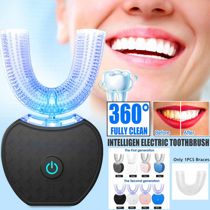 360 Degrees Intelligent Automatic Electric  Toothbrush - Waterproof U Type Toothbrush - Whitening Blue Light - USB Charging