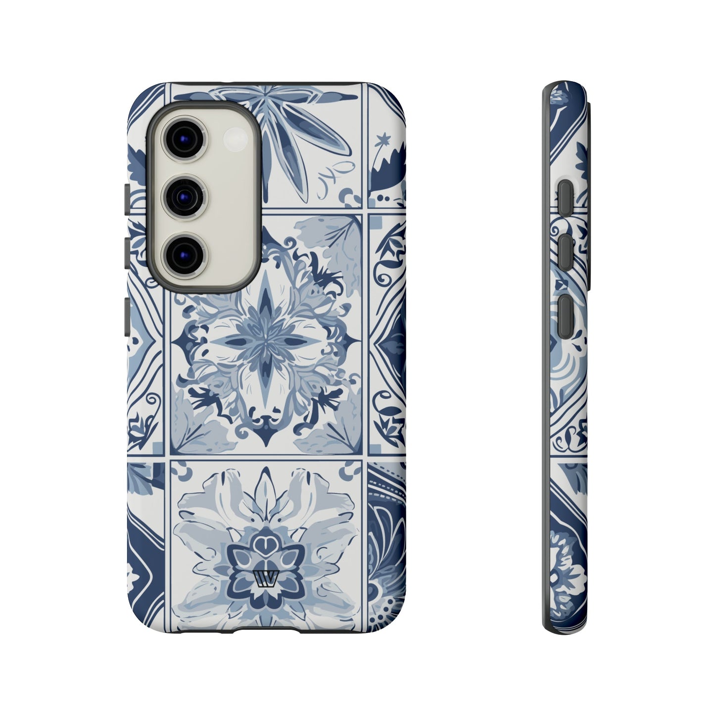 BLUE WHITE TILE | Tough Phone Case