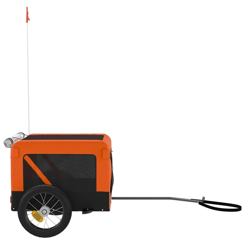 vidaXL Pet Bike Trailer Orange and Black Oxford Fabric&Iron