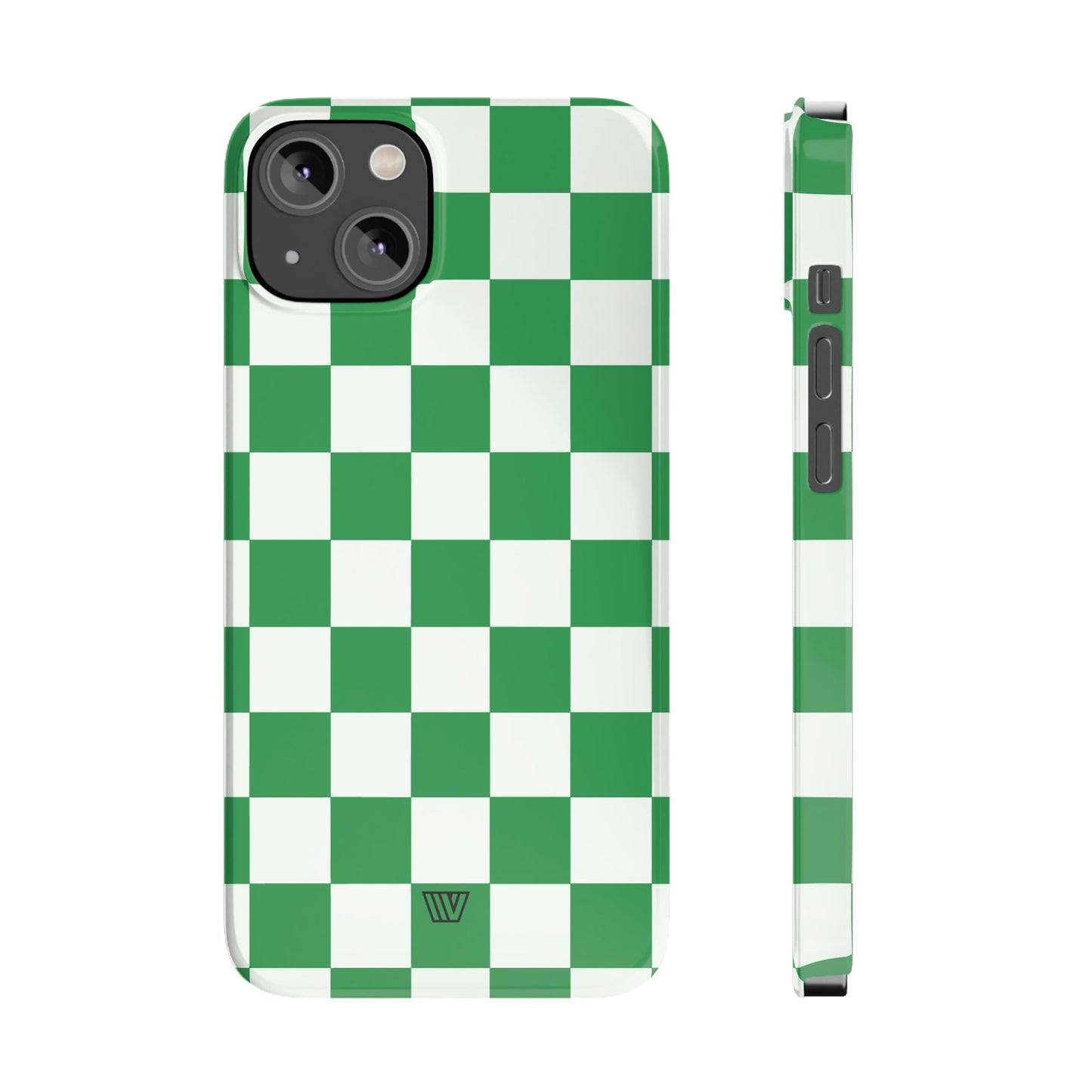 GREEN WHITE CHECKERBOARD | Slim iPhone Case