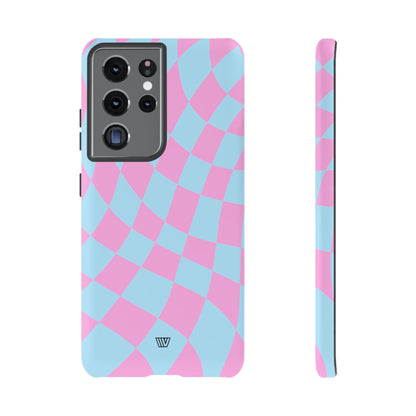 BLUE PINK CURVY CHECKERBOARD | Tough Phone Case