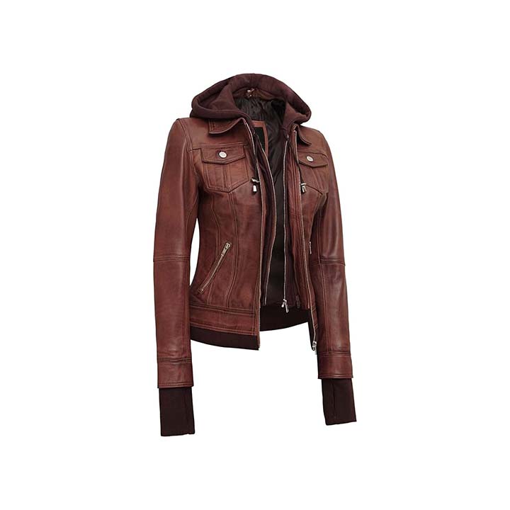 Mystique Brown Leather Bomber Jacket