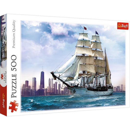 500 Piece Jigsaw Puzzles, Sailing towards Chicago, Lake Michigan, City Skyline, Adult Puzzles, Trefl  37120