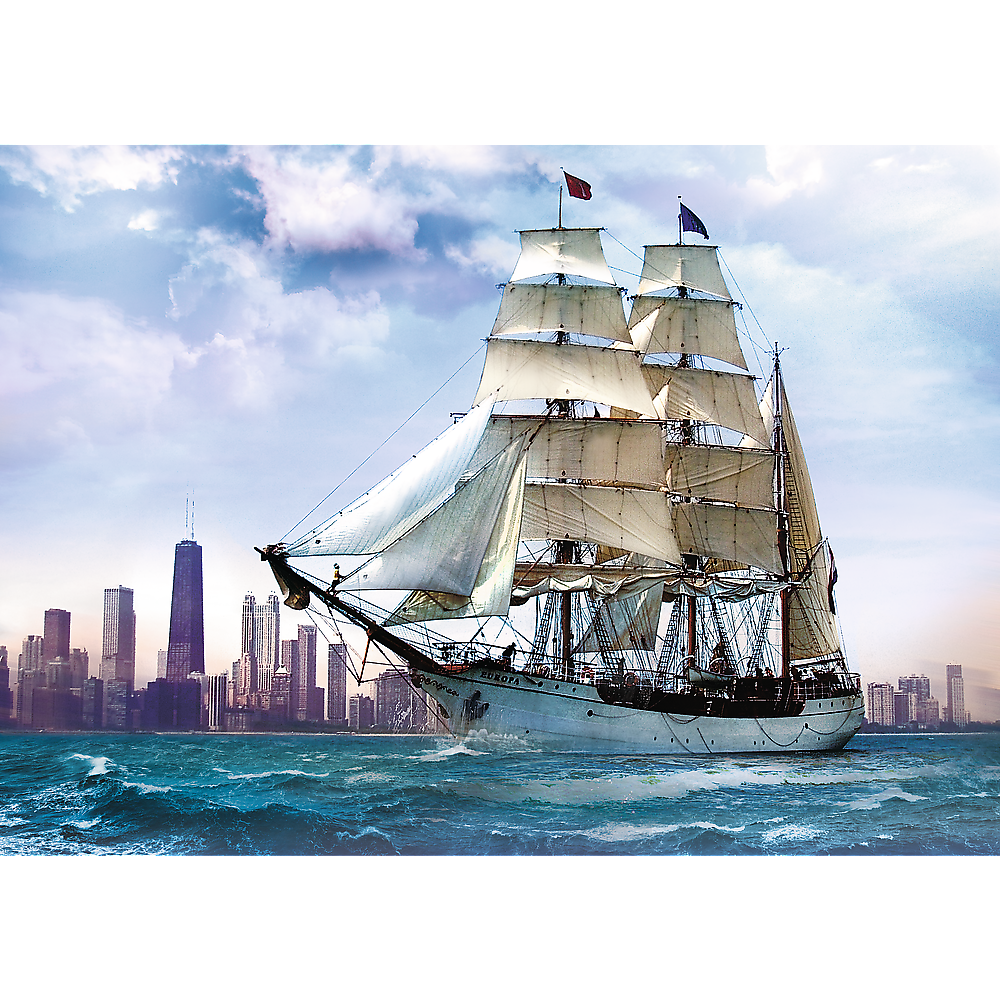 500 Piece Jigsaw Puzzles, Sailing towards Chicago, Lake Michigan, City Skyline, Adult Puzzles, Trefl  37120