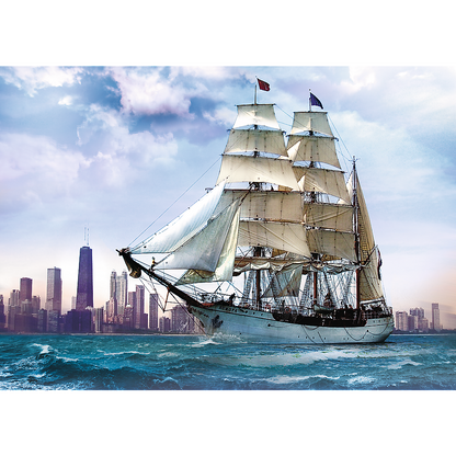 500 Piece Jigsaw Puzzles, Sailing towards Chicago, Lake Michigan, City Skyline, Adult Puzzles, Trefl  37120