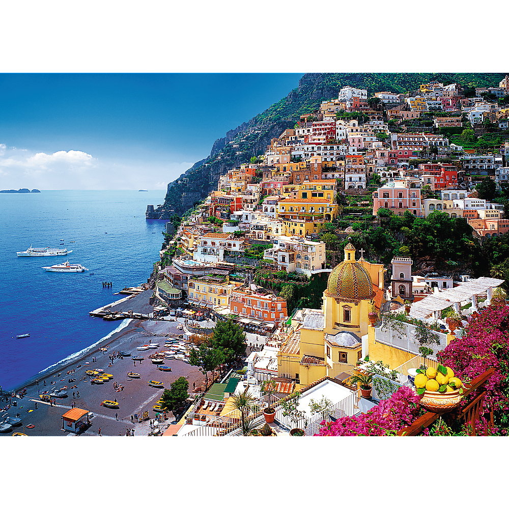 500 Piece Jigsaw Puzzles, Positano, Italy, Amalfi Coast Puzzle, Colorful Oceanside Puzzle, Adult Puzzles, Trefl 37145