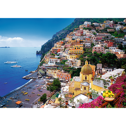 500 Piece Jigsaw Puzzles, Positano, Italy, Amalfi Coast Puzzle, Colorful Oceanside Puzzle, Adult Puzzles, Trefl 37145