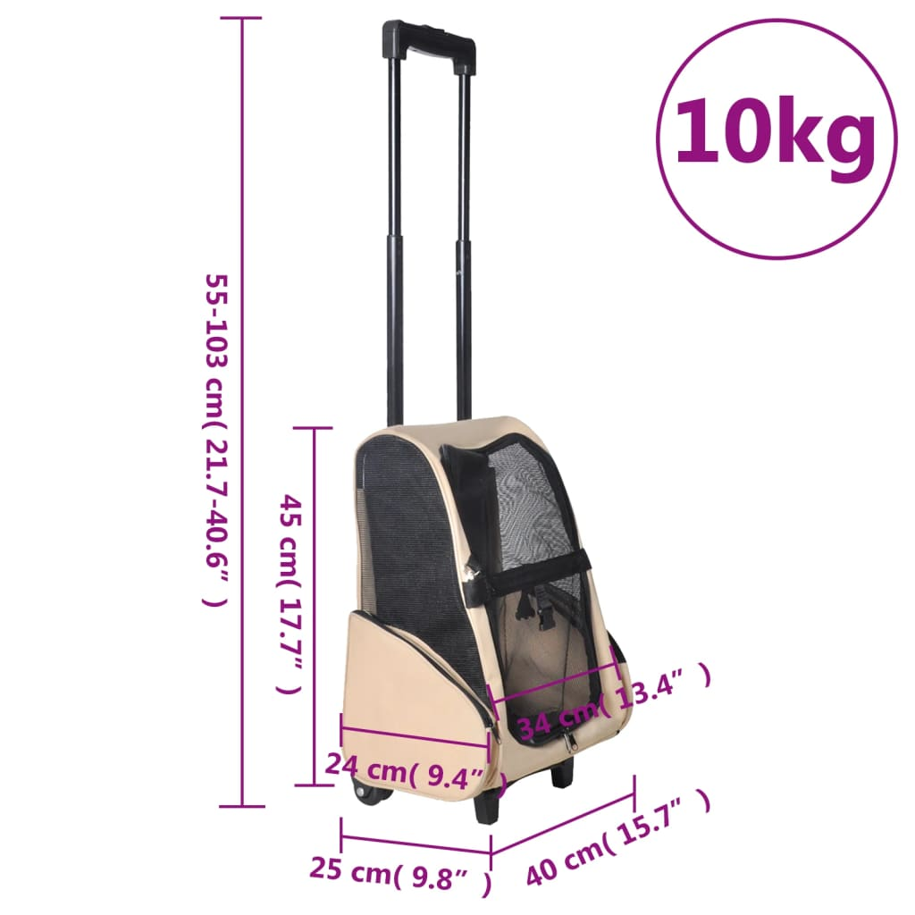 vidaXL Foldable Multipurpose Pet Trolley Beige