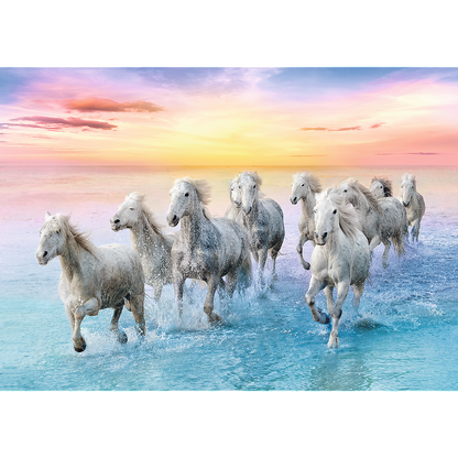 500 Piece Jigsaw Puzzles, Galloping White Horses, Animal Puzzles, Sunset Ocean Puzzle, Adult Puzzles,  Trefl 37289