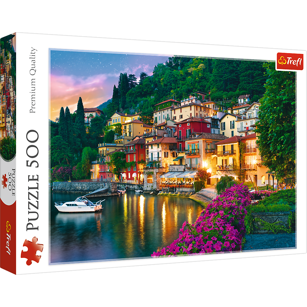 500 Piece Jigsaw Puzzles, Lake Como, Puzzle of Italy, Romantic Village Puzzle, Oceanside Puzzle, Adult Puzzles, Trefl 37290