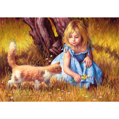 500 Piece Jigsaw Puzzles, In The Center of Attention, Jim Daly Puzzle with Little Girl and Cat, Adult Puzzles, Trefl 37291