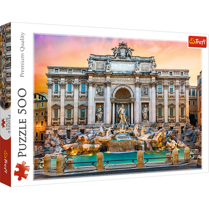 500 Piece Jigsaw Puzzle,  Fontanna di Trevi, Rome, Italy, Adult Puzzles, Trefl 37292