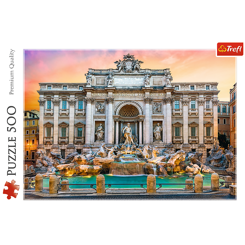 500 Piece Jigsaw Puzzle,  Fontanna di Trevi, Rome, Italy, Adult Puzzles, Trefl 37292