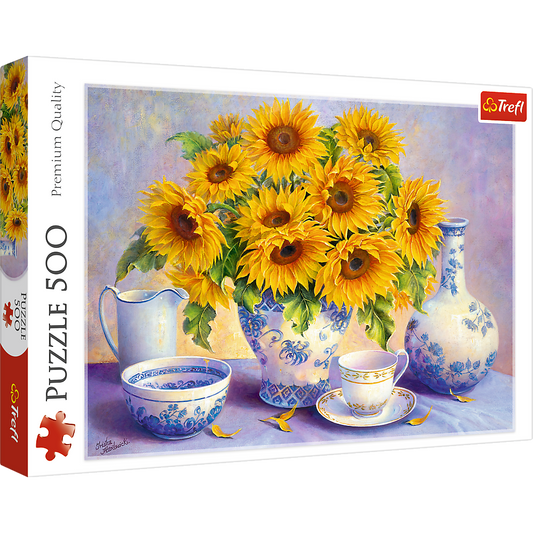 500 Piece Jigsaw Puzzles, Sunflowers, Plant and Flower Puzzles, Painting Puzzle, Adult Puzzles, Trefl 37293