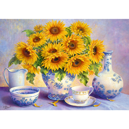 500 Piece Jigsaw Puzzles, Sunflowers, Plant and Flower Puzzles, Painting Puzzle, Adult Puzzles, Trefl 37293