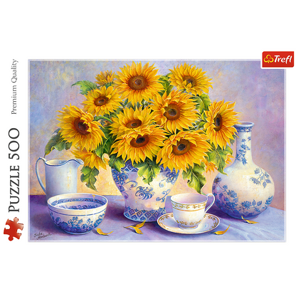 500 Piece Jigsaw Puzzles, Sunflowers, Plant and Flower Puzzles, Painting Puzzle, Adult Puzzles, Trefl 37293