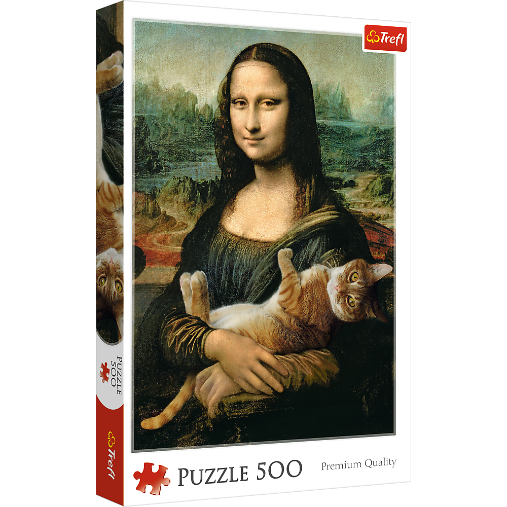 500 Piece Jigsaw Puzzles, Mona Lisa and a Purring Kitty, Da Vinci Puzzles, Art Puzzles, Adult Puzzles, Trefl 37294