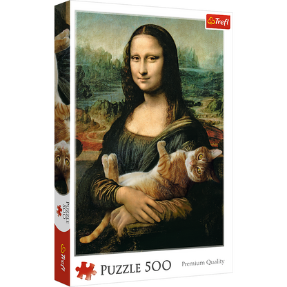 500 Piece Jigsaw Puzzles, Mona Lisa and a Purring Kitty, Da Vinci Puzzles, Art Puzzles, Adult Puzzles, Trefl 37294