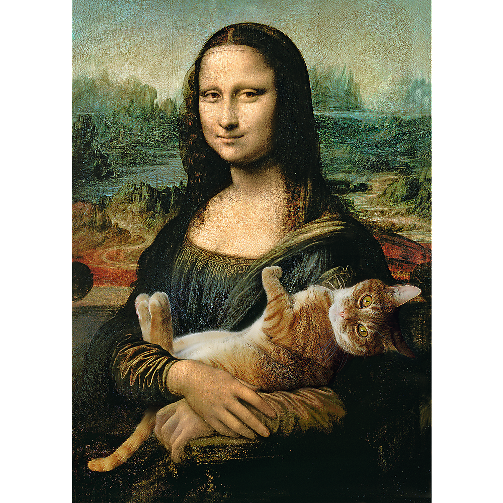 500 Piece Jigsaw Puzzles, Mona Lisa and a Purring Kitty, Da Vinci Puzzles, Art Puzzles, Adult Puzzles, Trefl 37294