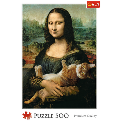 500 Piece Jigsaw Puzzles, Mona Lisa and a Purring Kitty, Da Vinci Puzzles, Art Puzzles, Adult Puzzles, Trefl 37294