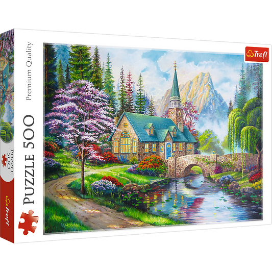 500 Piece Jigsaw Puzzles, Woodland Seclusion, Idyllic Landscape, Mountains and River, Cottage Puzzle, Adult Puzzles, Trefl 37327