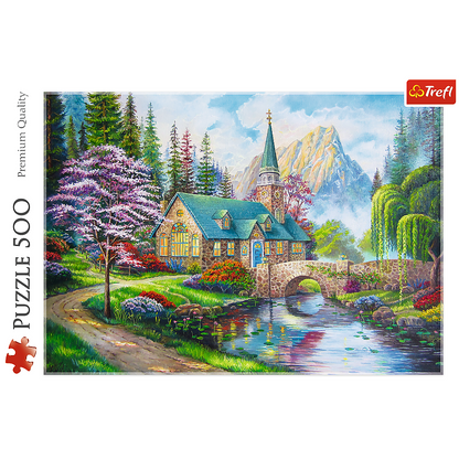 500 Piece Jigsaw Puzzles, Woodland Seclusion, Idyllic Landscape, Mountains and River, Cottage Puzzle, Adult Puzzles, Trefl 37327