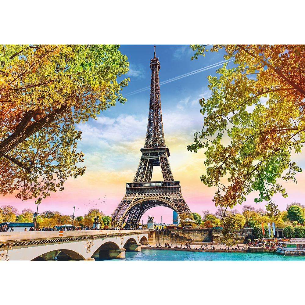 500 Piece Jigsaw Puzzles, Romantic Paris, France, Eiffel Tower in the Fall, Iconic Monuments, Adult Puzzles, Trefl 37330