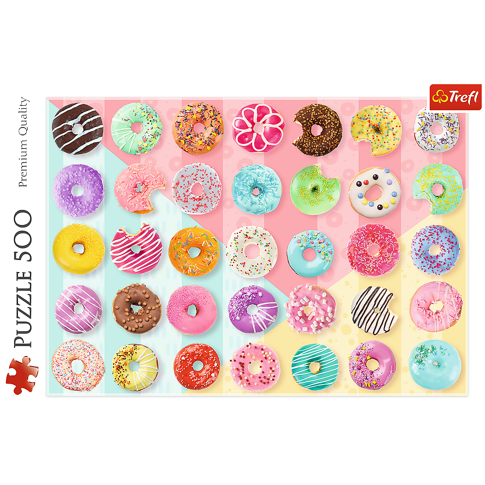 500 Piece Jigsaw Puzzles, Sweet Donuts, Colorful, Sprinkles and Frosted Treats, Adult Puzzles, Trefl 37334