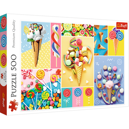 500 Piece Jigsaw Puzzle, Favorite Sweets, Candy and Ice Cream Puzzle, Adult Puzzles, Trefl 37335