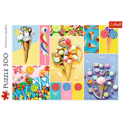 500 Piece Jigsaw Puzzle, Favorite Sweets, Candy and Ice Cream Puzzle, Adult Puzzles, Trefl 37335