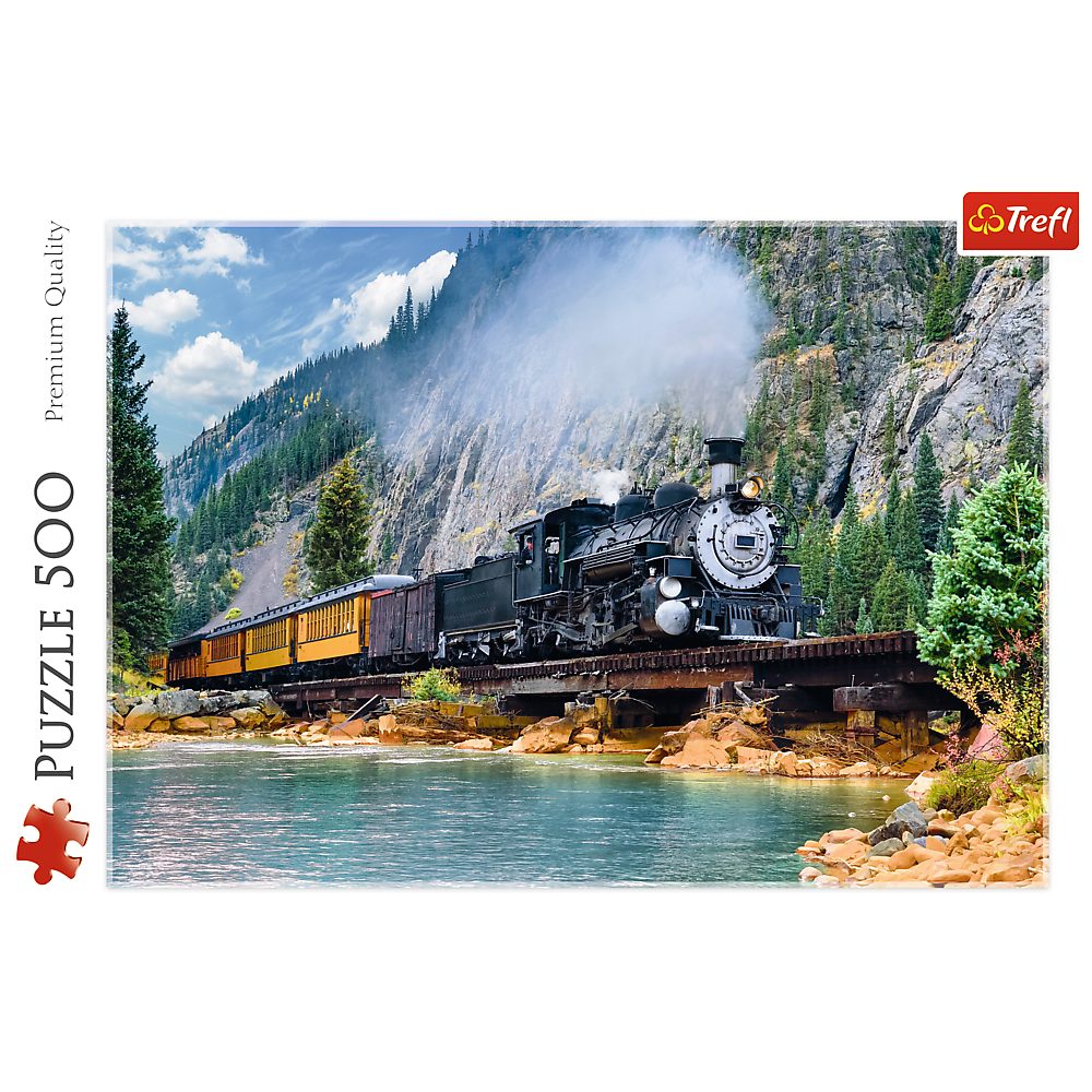 500 Piece Jigsaw Puzzle, Mountain Train, Locomotive Puzzle, Adult Puzzles, Trefl 37379