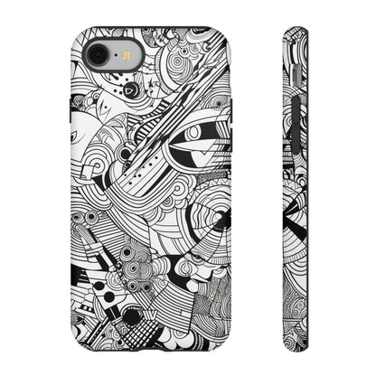 B&W ABSTRACT DOODLE | Tough Phone Case