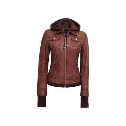 Mystique Brown Leather Bomber Jacket