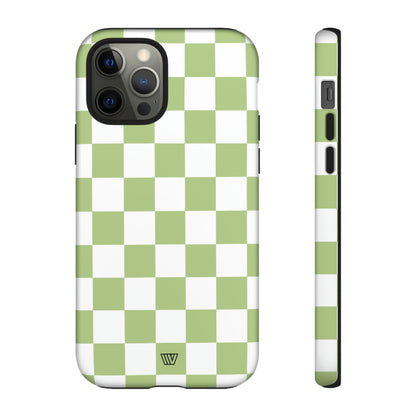 PALE OLIVE WHITE CHECKERBOARD | Tough Phone Case