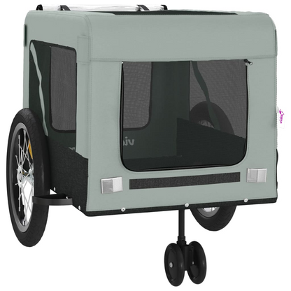 vidaXL Pet Bike Trailer Gray and Black Oxford Fabric and Iron