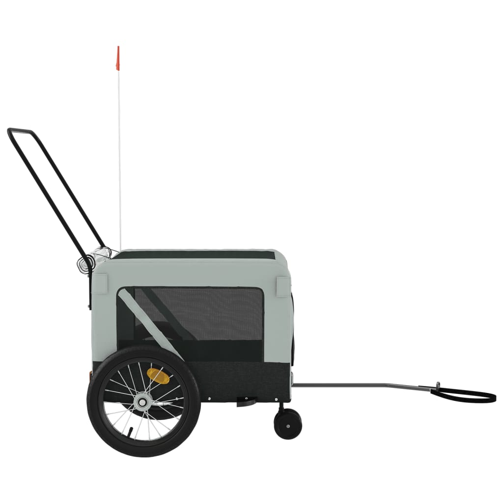 vidaXL Pet Bike Trailer Gray and Black Oxford Fabric and Iron