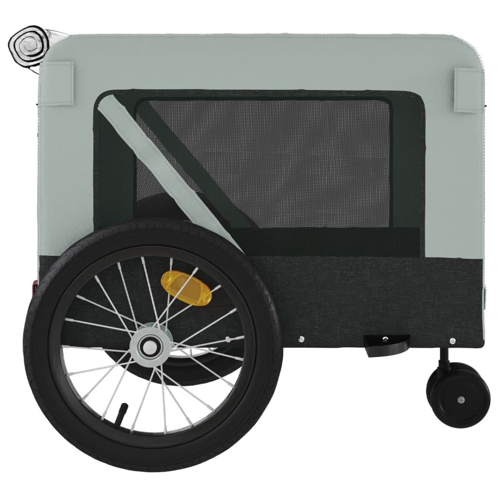 vidaXL Pet Bike Trailer Gray and Black Oxford Fabric and Iron