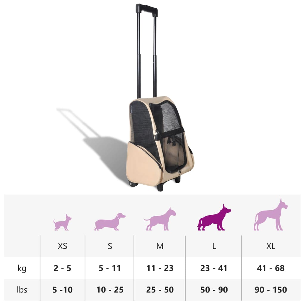 vidaXL Foldable Multipurpose Pet Trolley Beige