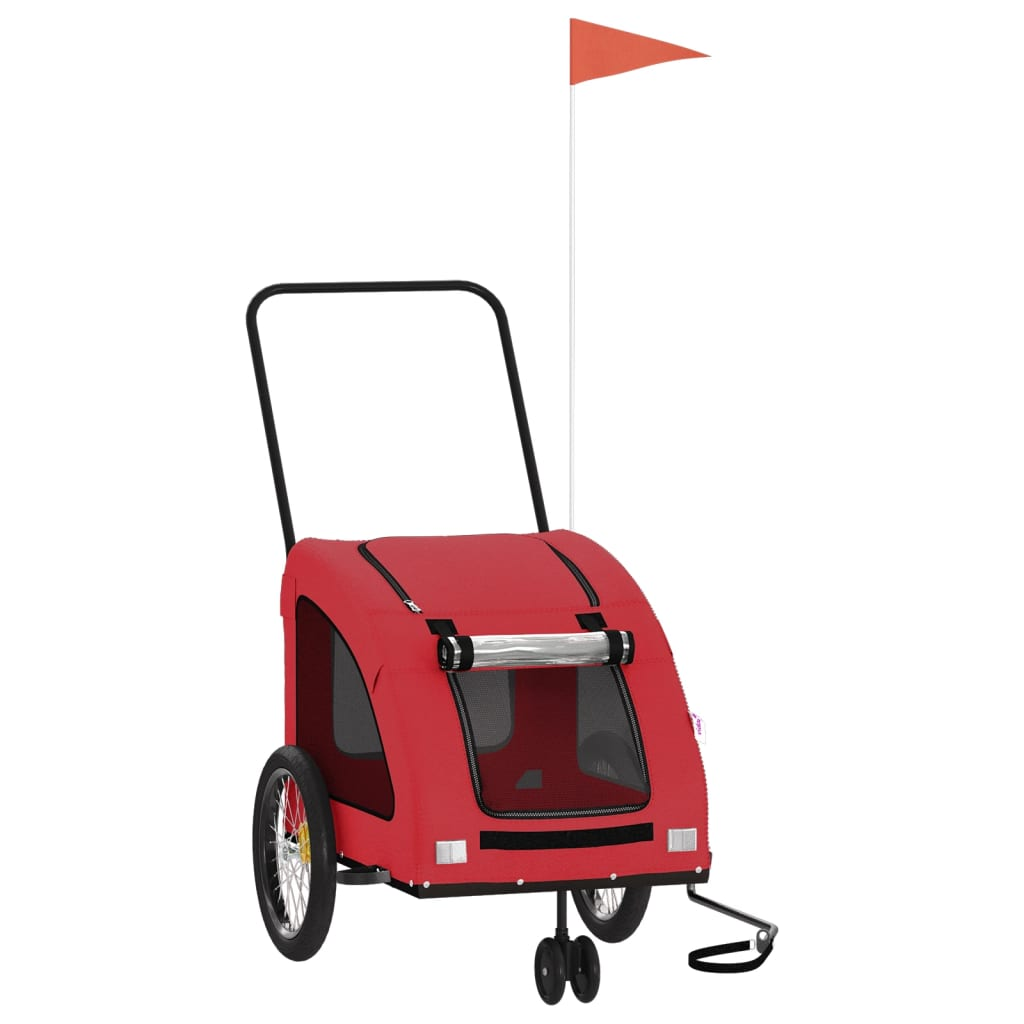 vidaXL Pet Bike Trailer Red Oxford Fabric and Iron